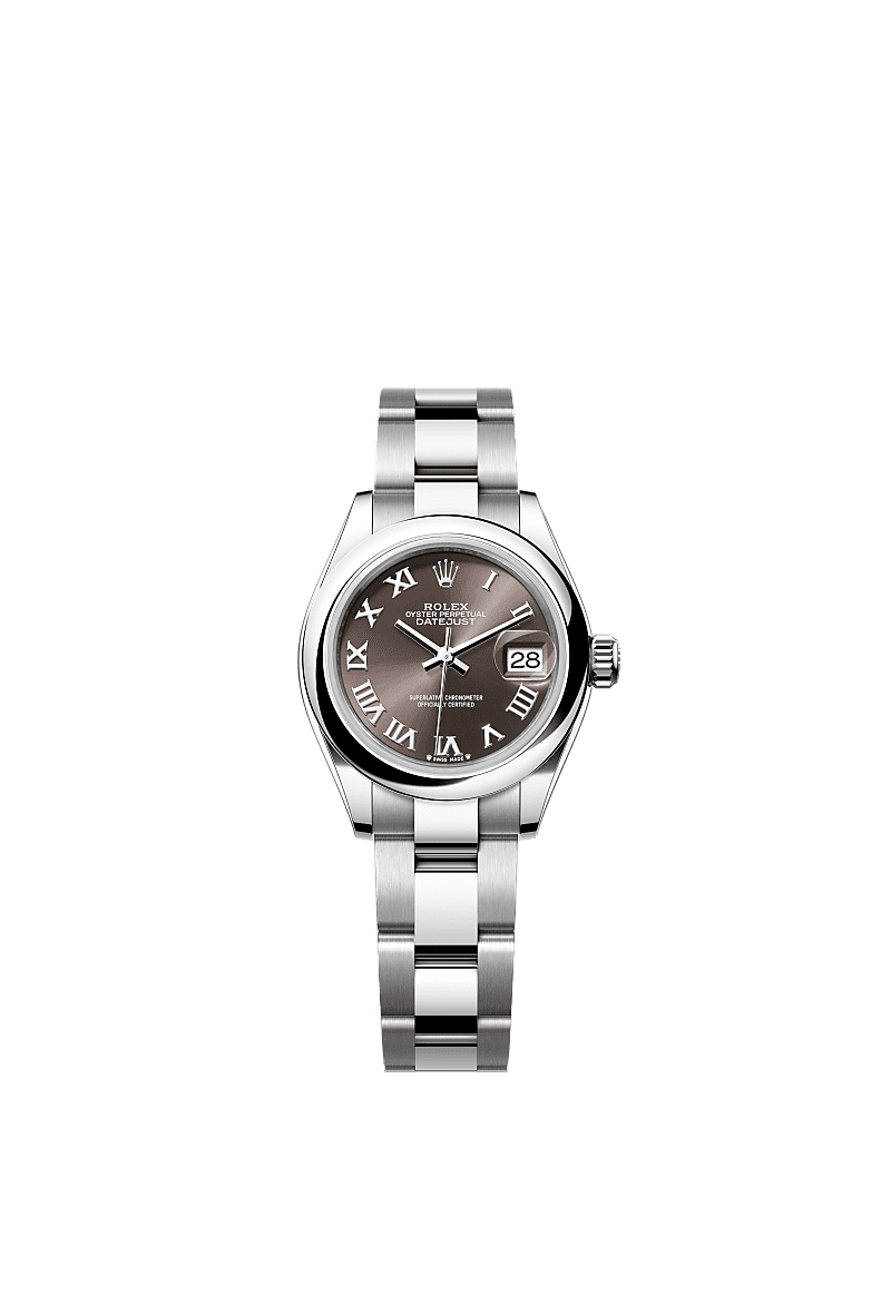 Rolex Stainless Steel Datejust - 28mm - Dark grey - Oyster