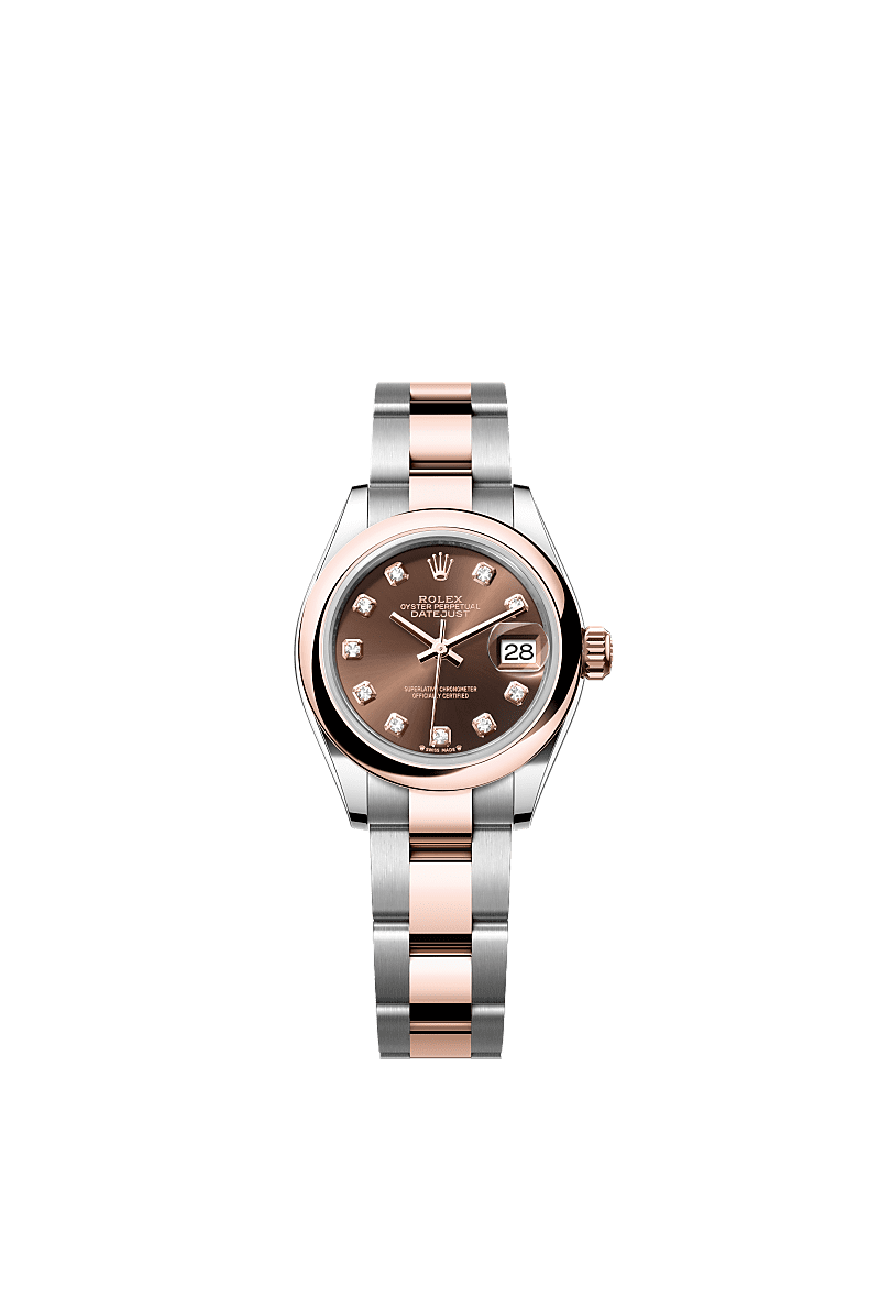 Rolex Two-Tone (RG/SS) Datejust - 28mm - Chocolate Diamond Dial - Oyster