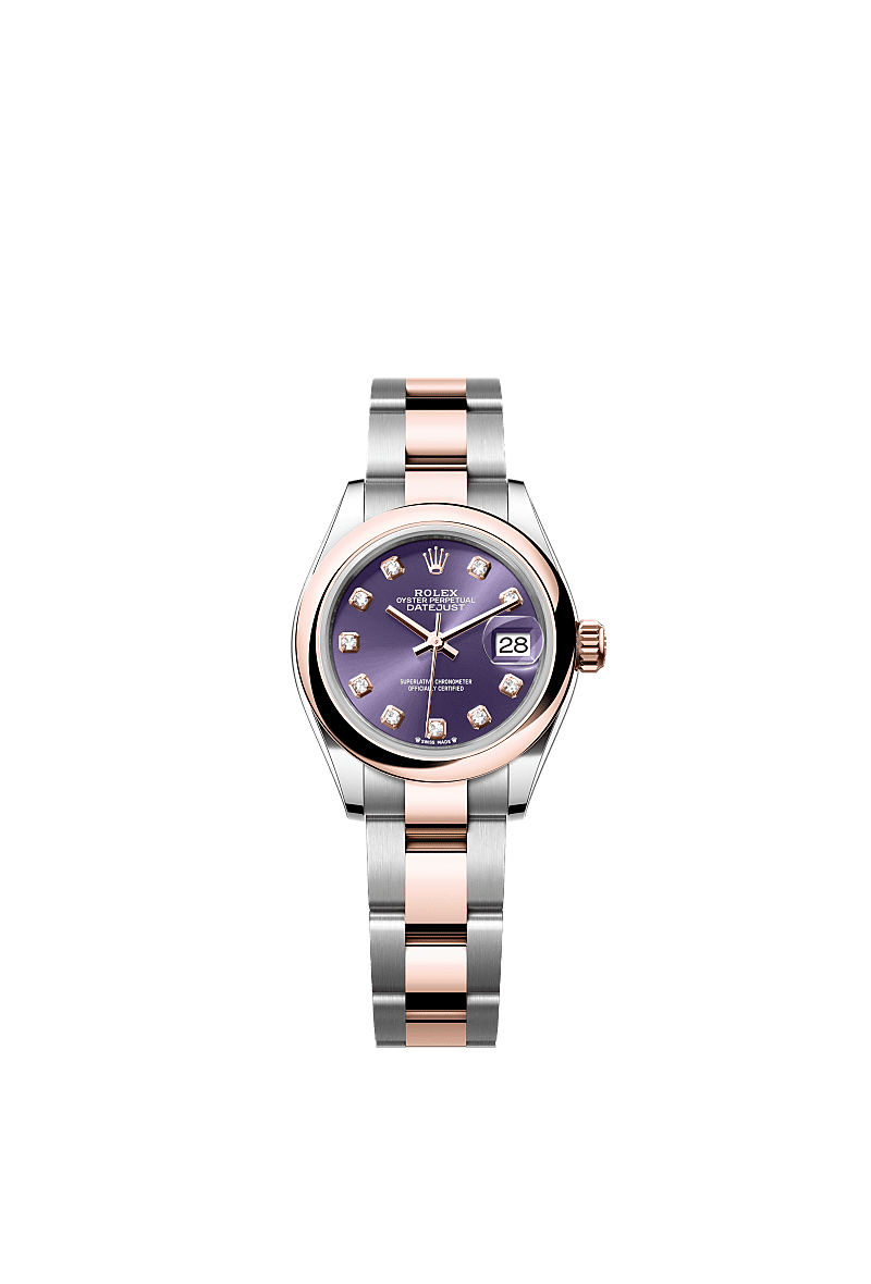 Rolex Two-Tone (RG/SS) Datejust - 28mm - Aubergine Diamond Dial - Oyster