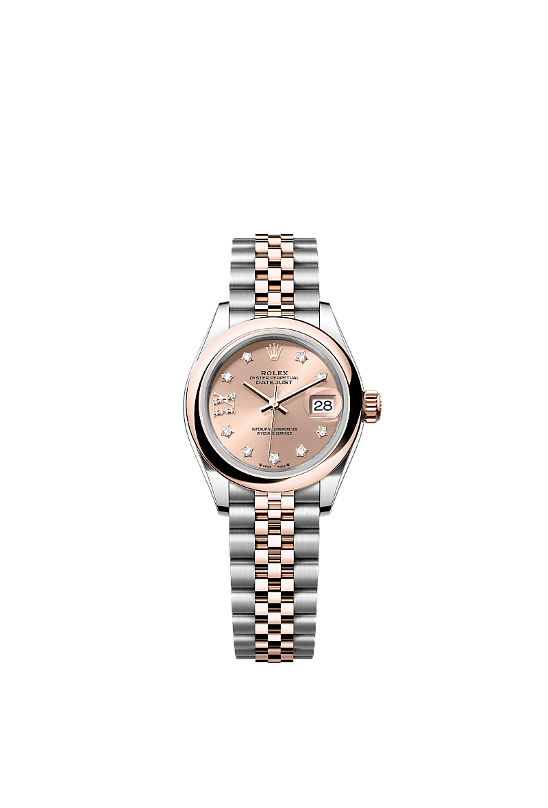 Rolex Two-Tone (RG/SS) Datejust - 28mm - Rosé-colour Diamond Dial - Jubilee