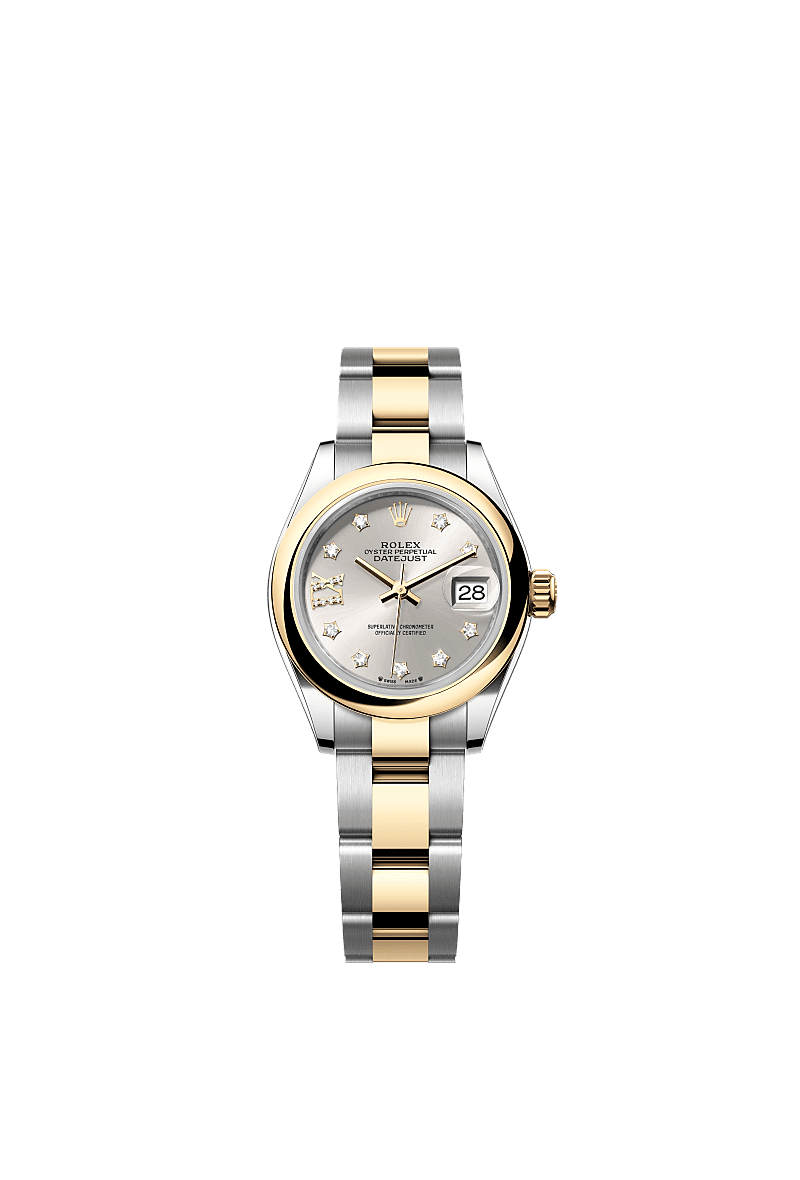 Rolex Two-Tone (YG/SS) Datejust - 28mm - Silver Diamond Dial - Oyster