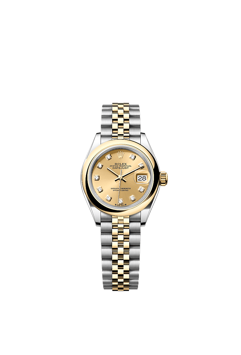 Rolex Two-Tone (YG/SS) Datejust - 28mm - Champagne-colour Diamond Dial - Jubilee
