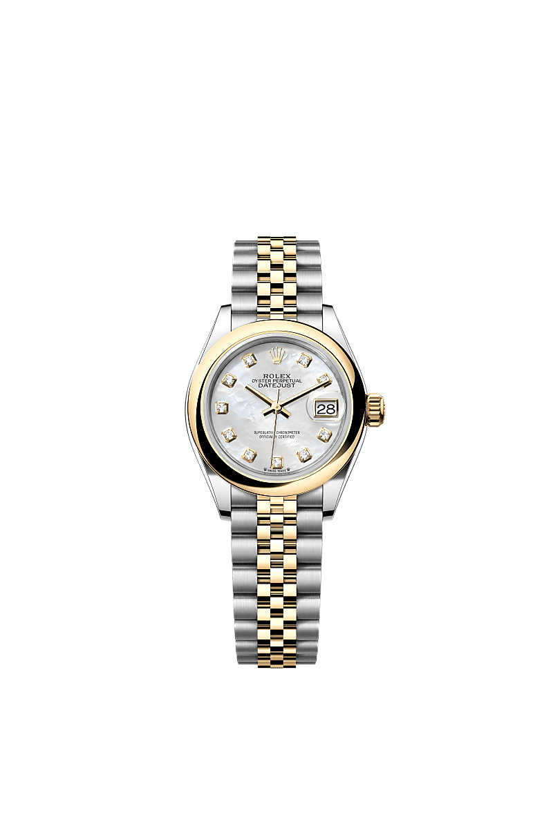 Rolex Two-Tone (YG/SS) Datejust - 28mm - White mother-of-pearl Diamond Dial - Jubilee