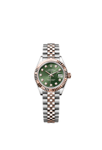 Rolex Two-Tone (RG/SS) Datejust - 28mm - Olive green Diamond Dial - Jubilee