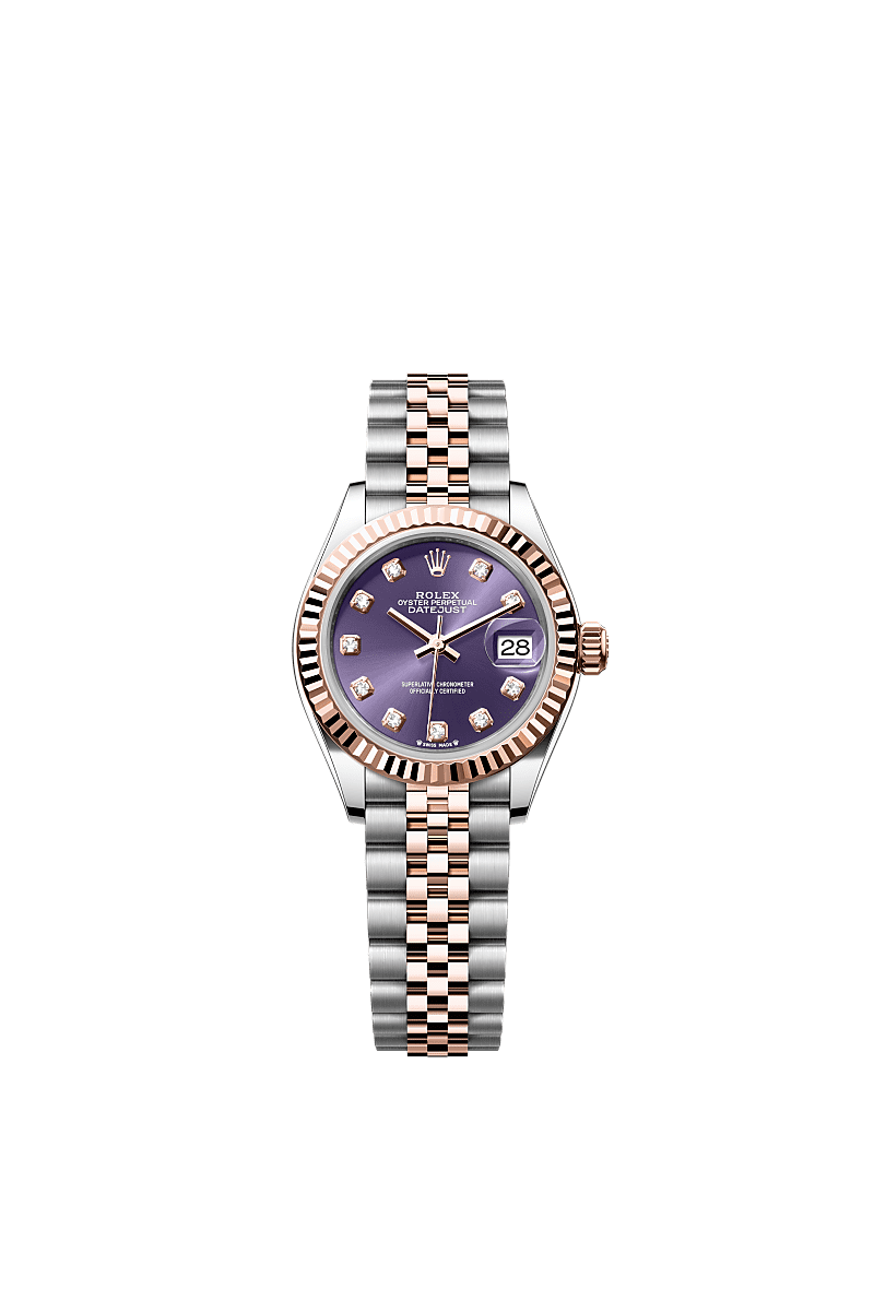 Rolex Two-Tone (RG/SS) Datejust - 28mm - Aubergine Diamond Dial - Jubilee