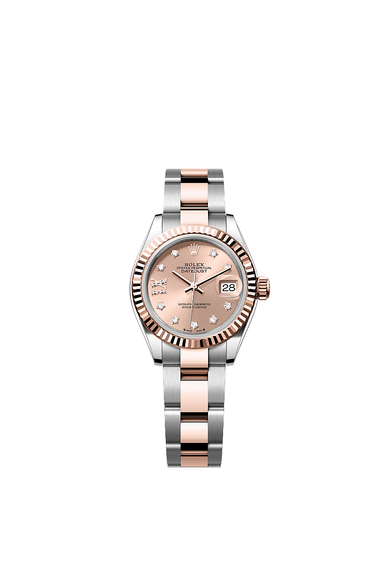 Rolex Two-Tone (RG/SS) Datejust - 28mm - Rosé-colour Diamond Dial - Oyster