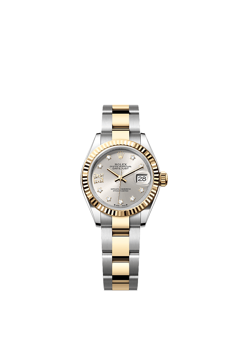Rolex Two-Tone (YG/SS) Datejust - 28mm - Silver Diamond Dial - Oyster