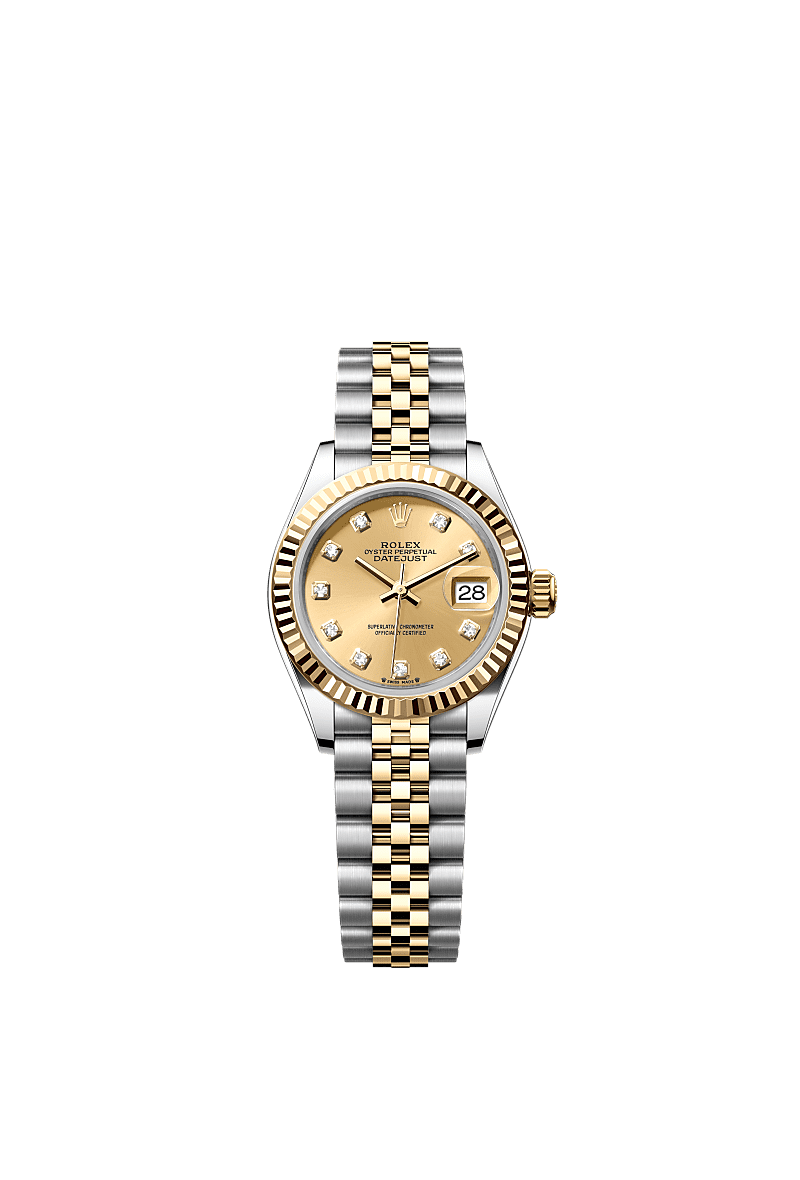 Rolex Two-Tone (YG/SS) Datejust - 28mm - Champagne-colour Diamond Dial - Jubilee