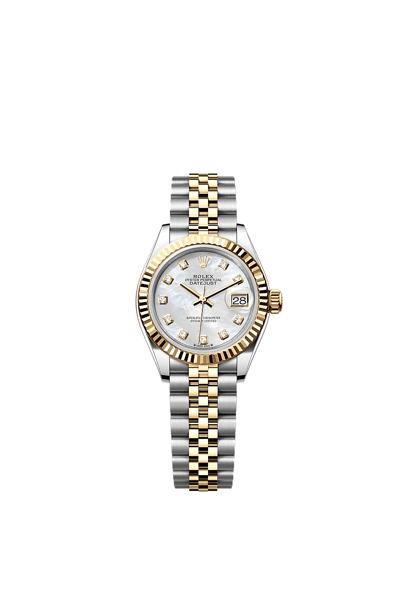 Rolex Two-Tone (YG/SS) Datejust - 28mm - White mother-of-pearl Diamond Dial - Jubilee