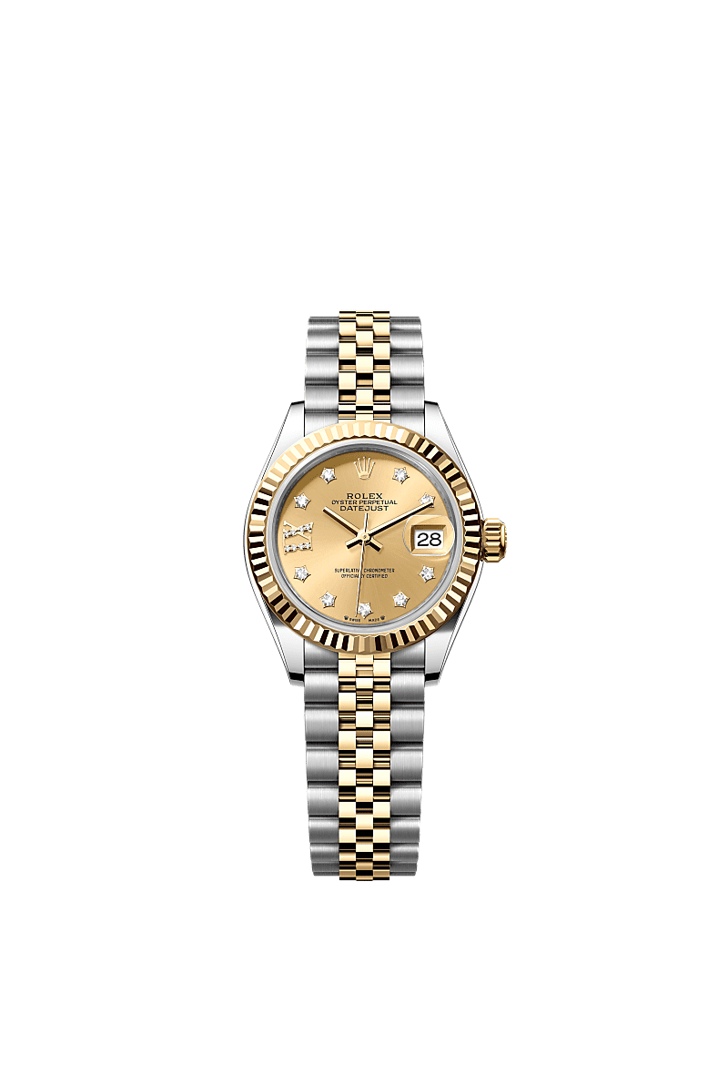 Rolex Two-Tone (YG/SS) Datejust - 28mm - Champagne-colour Diamond Dial - Jubilee