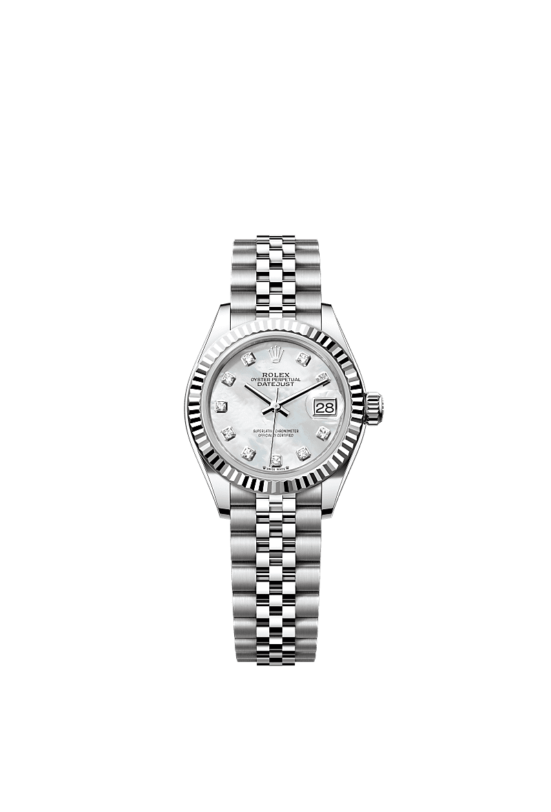 Rolex Stainless Steel Datejust - 28mm - White mother-of-pearl Diamond Dial - Jubilee