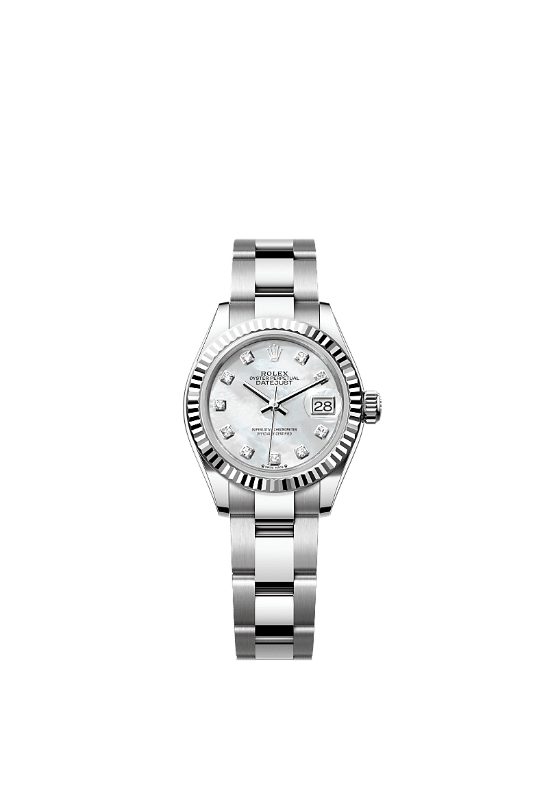 Rolex Stainless Steel Datejust - 28mm - White mother-of-pearl Diamond Dial - Oyster