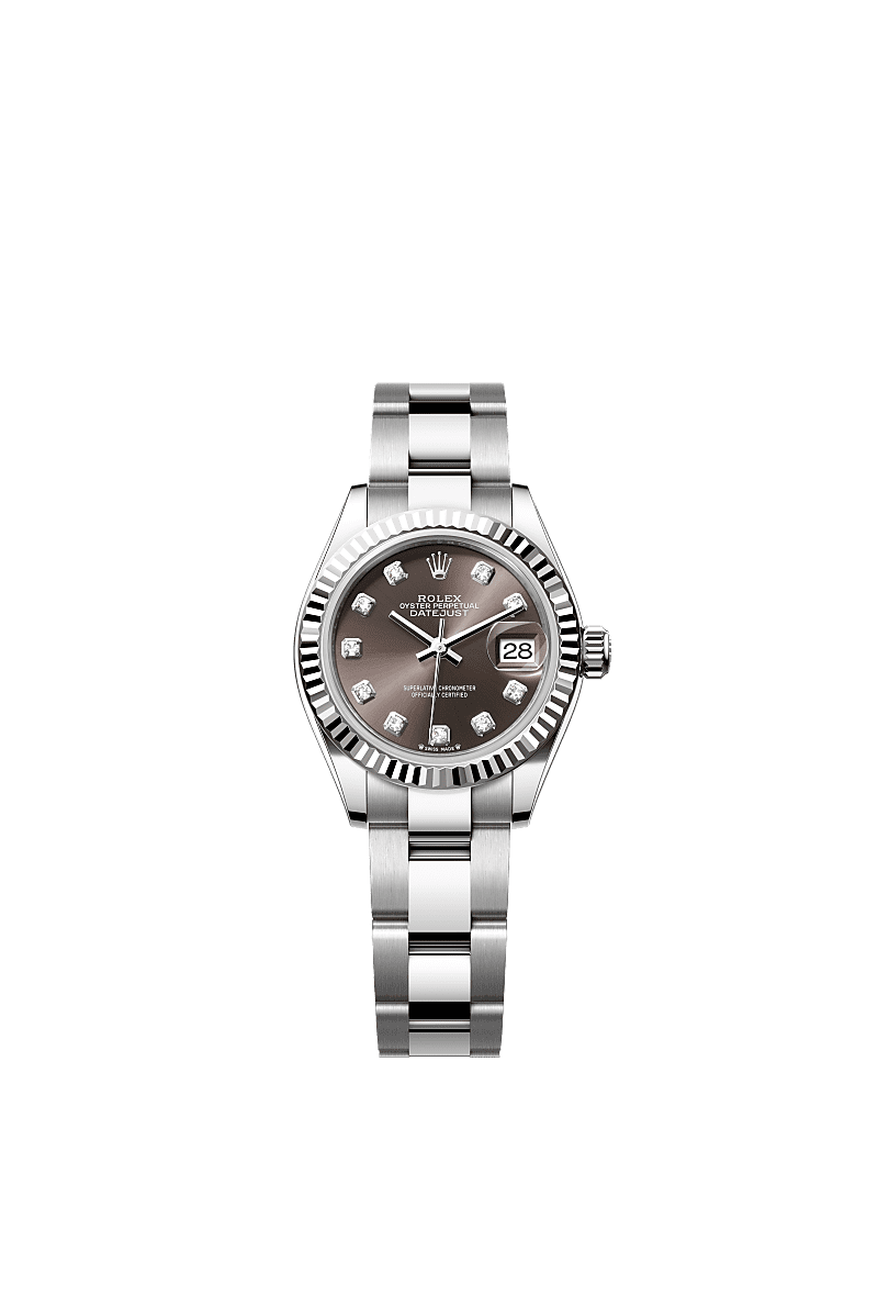 Rolex Stainless Steel Datejust - 28mm - Dark grey Diamond Dial - Oyster