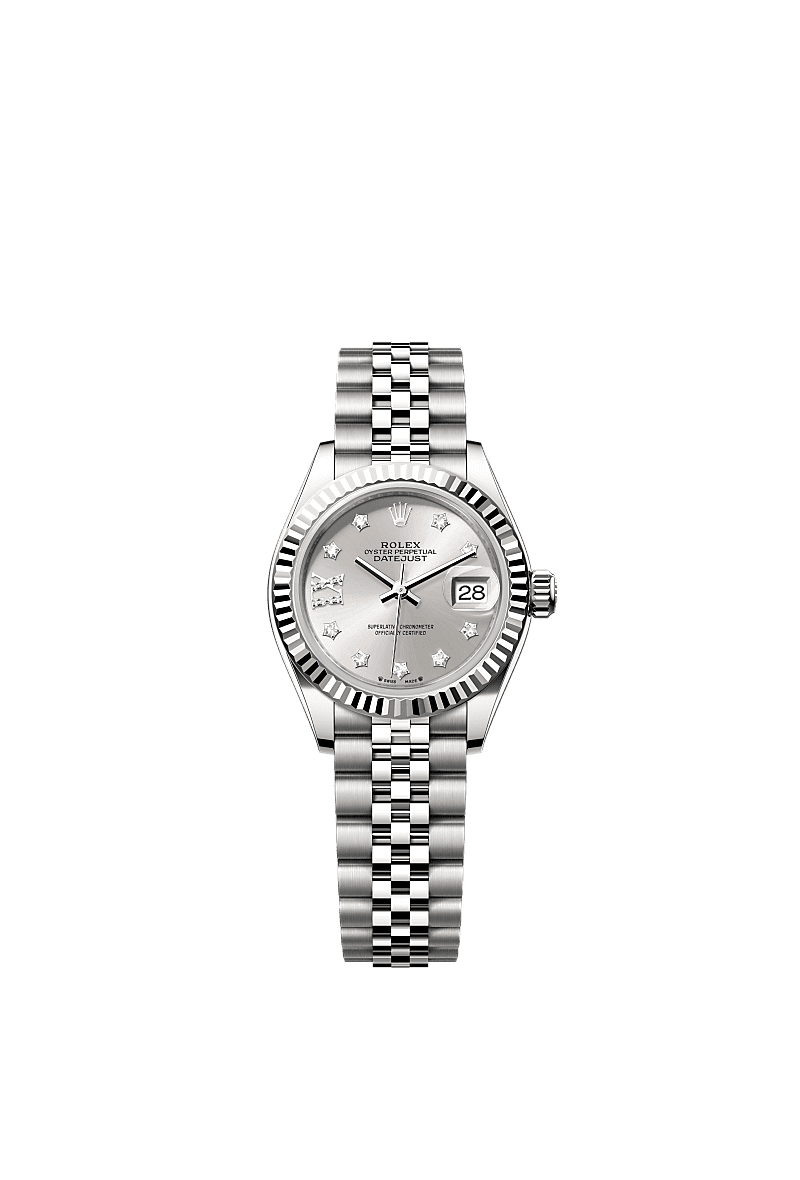 Rolex Stainless Steel Datejust - 28mm - Silver Diamond Dial - Jubilee