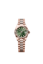 Rolex Rose Gold Datejust - 28mm - Olive green Diamond Dial - President