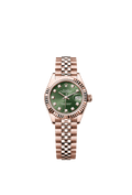 Rolex Rose Gold Datejust - 28mm - Olive green Diamond Dial - Jubilee
