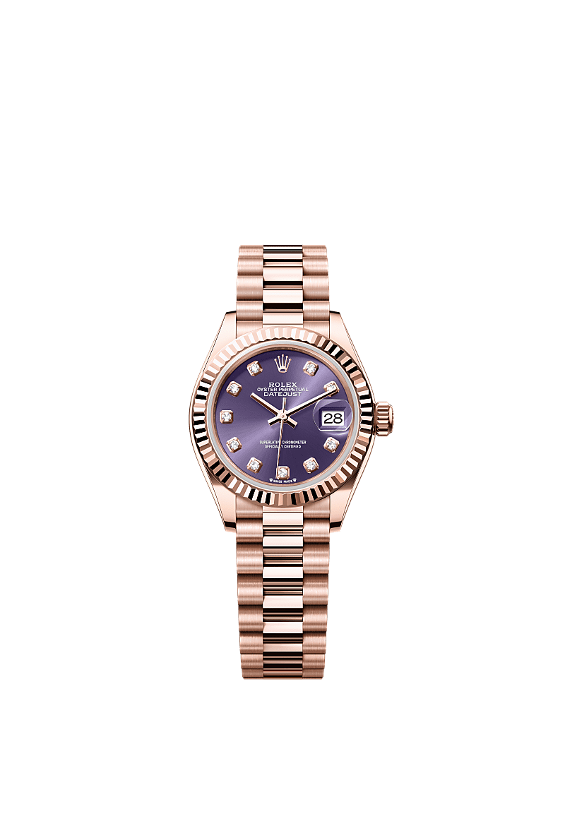Rolex Rose Gold Datejust - 28mm - Aubergine Diamond Dial - President