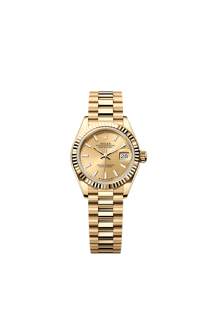 Rolex Yellow Gold Datejust - 28mm - Champagne-colour - President