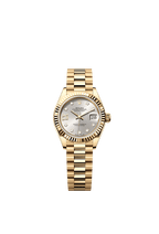 Rolex Yellow Gold Datejust - 28mm - Silver Diamond Dial - President