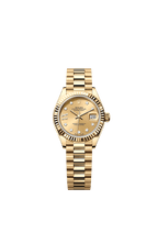 Rolex Yellow Gold Datejust - 28mm - Champagne-colour Diamond Dial - President