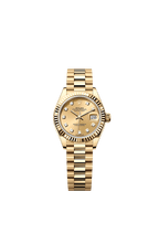 Rolex Yellow Gold Datejust - 28mm - Champagne-colour Diamond Dial - President