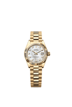 Rolex Yellow Gold Datejust - 28mm - White mother-of-pearl Diamond Dial - President