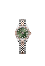 Rolex Two-Tone (RG/SS) Datejust - 28mm - Olive green Diamond Dial - Jubilee