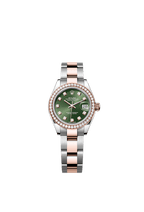 Rolex Two-Tone (RG/SS) Datejust - 28mm - Olive green Diamond Dial - Oyster
