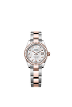 Rolex Two-Tone (RG/SS) Datejust - 28mm - White mother-of-pearl Diamond Dial - Oyster