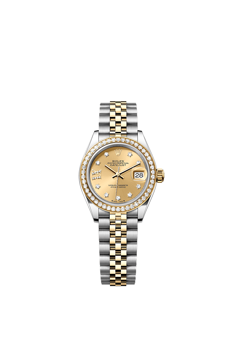 Rolex Two-Tone (YG/SS) Datejust - 28mm - Champagne-colour Diamond Dial - Jubilee