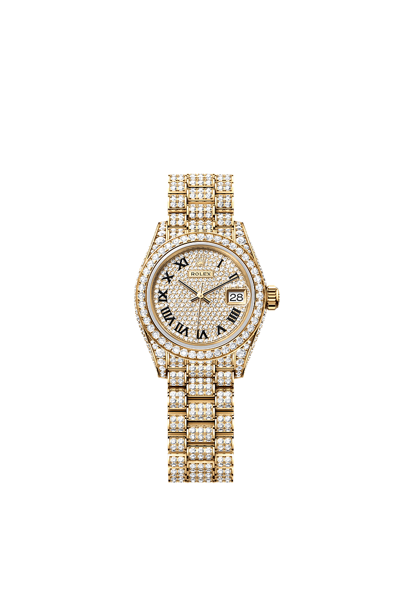 Rolex Yellow Gold Datejust - 28mm - Diamond-paved - President