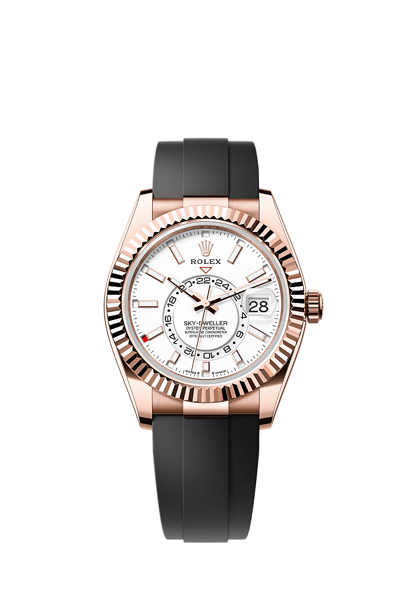 Rolex Rose Gold Sky-Dweller - 42mm - Intense white - Oysterflex