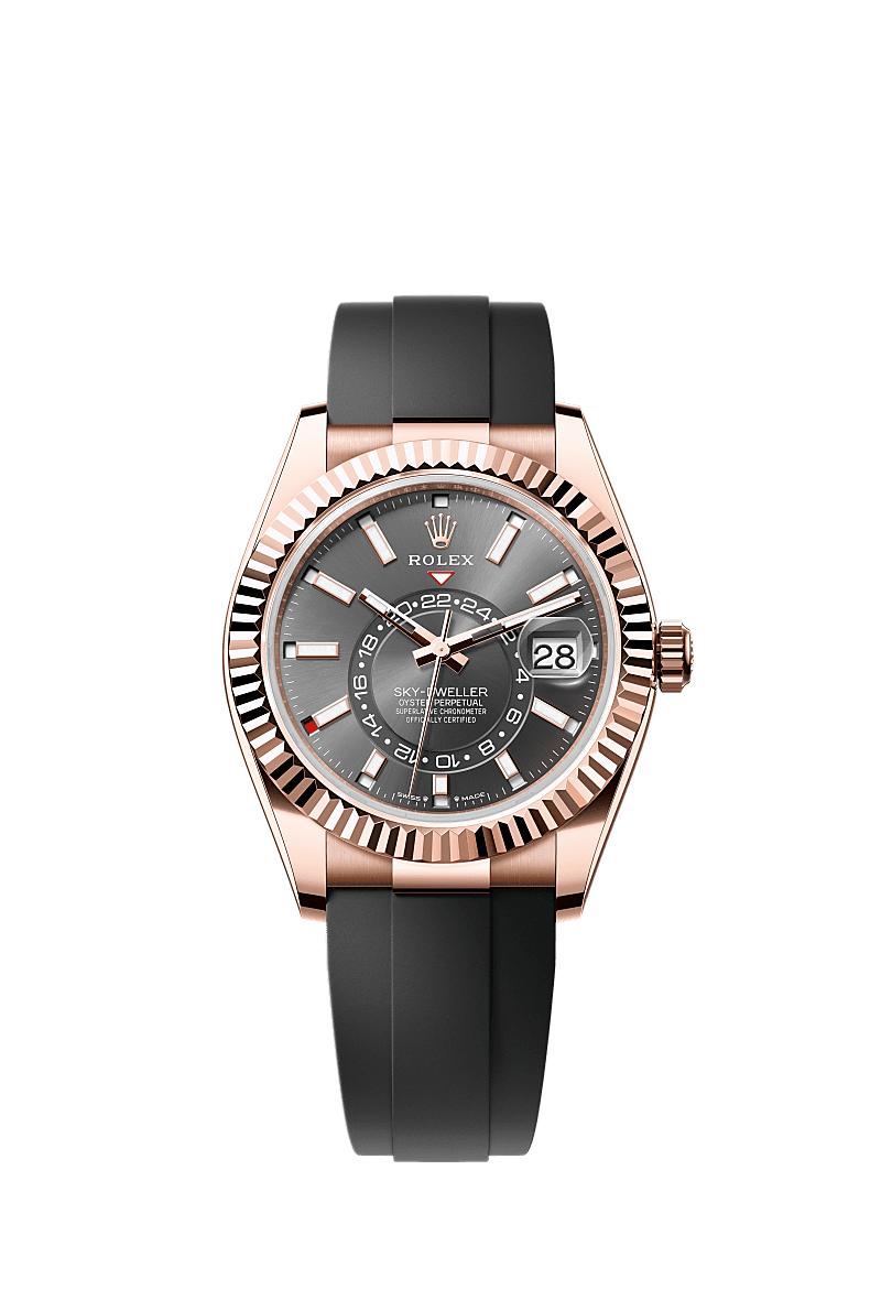 Rolex Rose Gold Sky-Dweller - 42mm - Slate - Oysterflex
