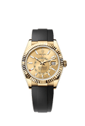 Rolex Yellow Gold Sky-Dweller - 42mm - Champagne-colour - Oysterflex