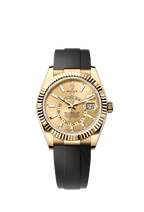 Rolex Yellow Gold Sky-Dweller - 42mm - Champagne-colour - Oysterflex