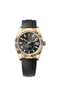 Rolex Yellow Gold Sky-Dweller - 42mm - Bright black - Oysterflex