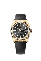 Rolex Yellow Gold Sky-Dweller - 42mm - Bright black - Oysterflex