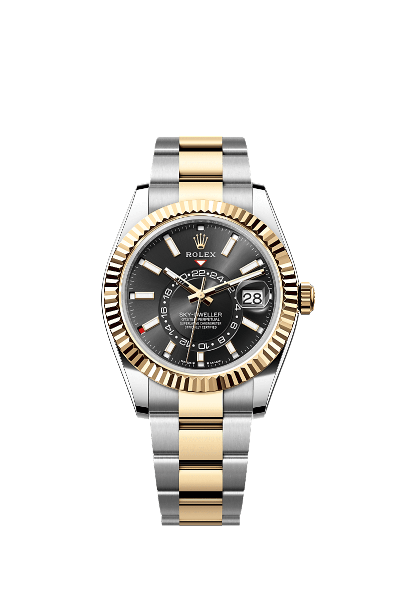 Rolex Two-Tone (YG/SS) Sky-Dweller - 42mm - Bright black - Oyster