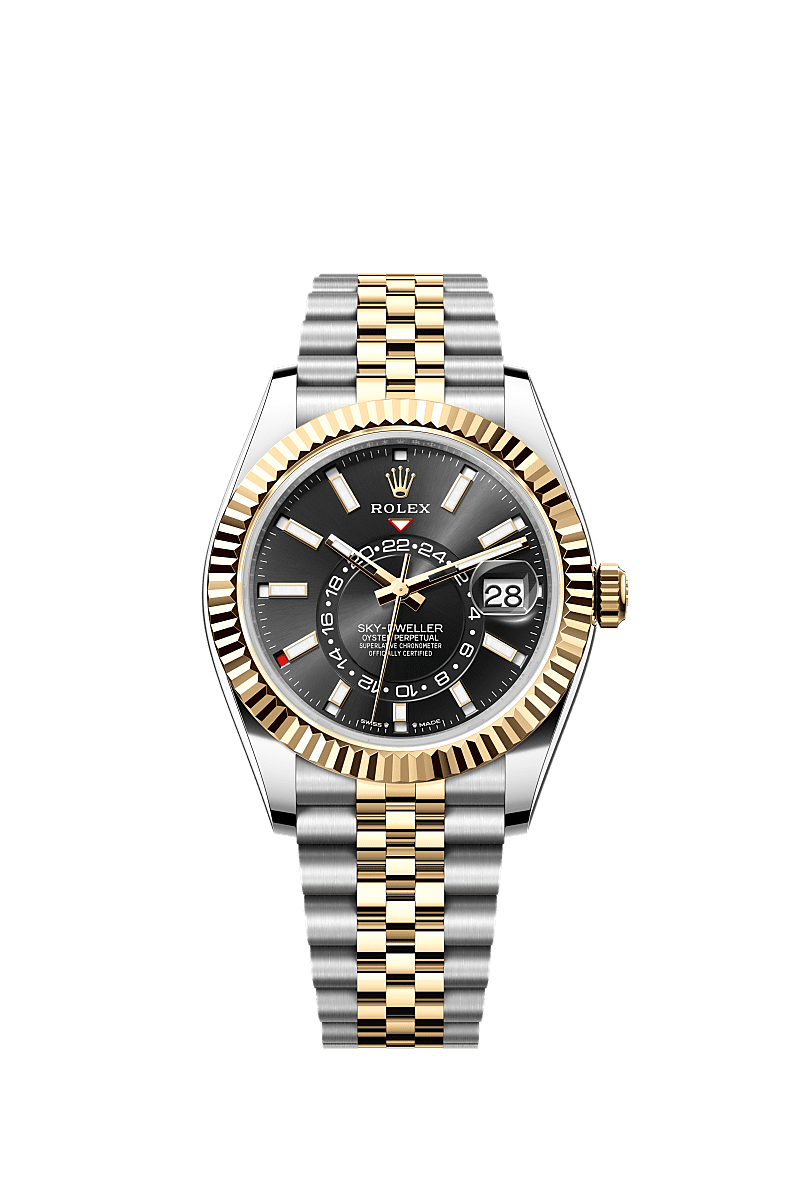 Rolex Two-Tone (YG/SS) Sky-Dweller - 42mm - Bright black - Jubilee
