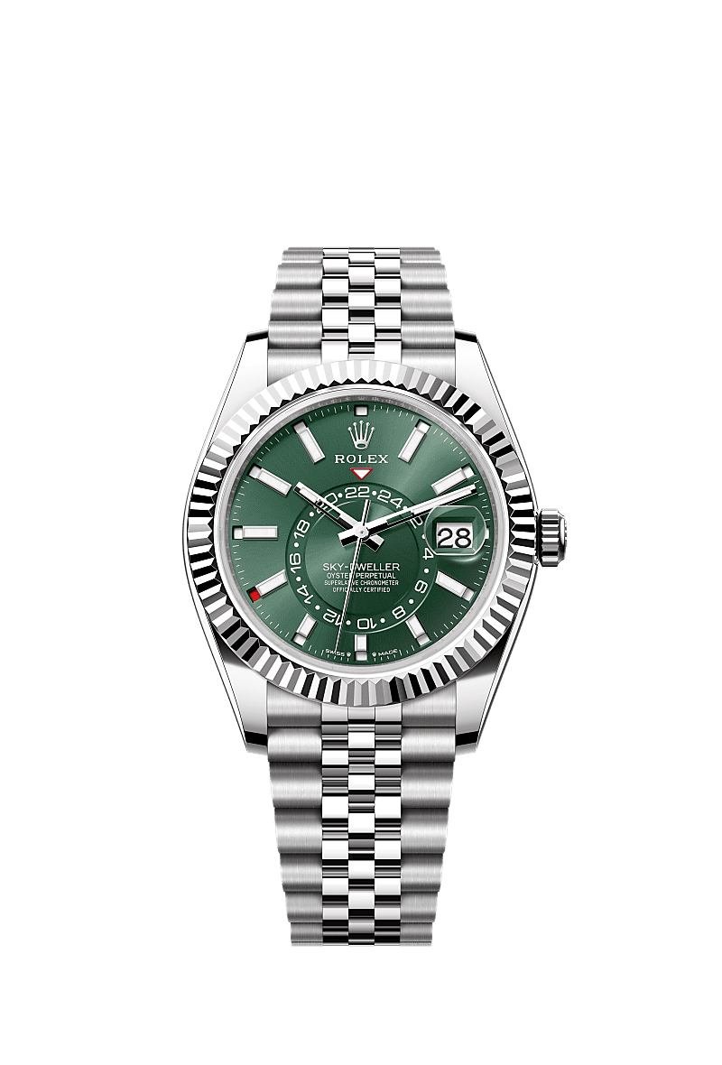 Rolex Stainless Steel Sky-Dweller - 42mm - Mint green - Jubilee