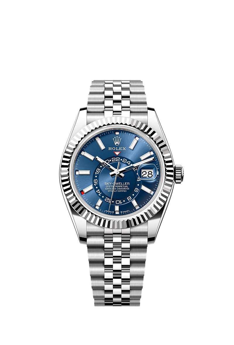 Rolex Stainless Steel Sky-Dweller - 42mm - Bright blue - Jubilee