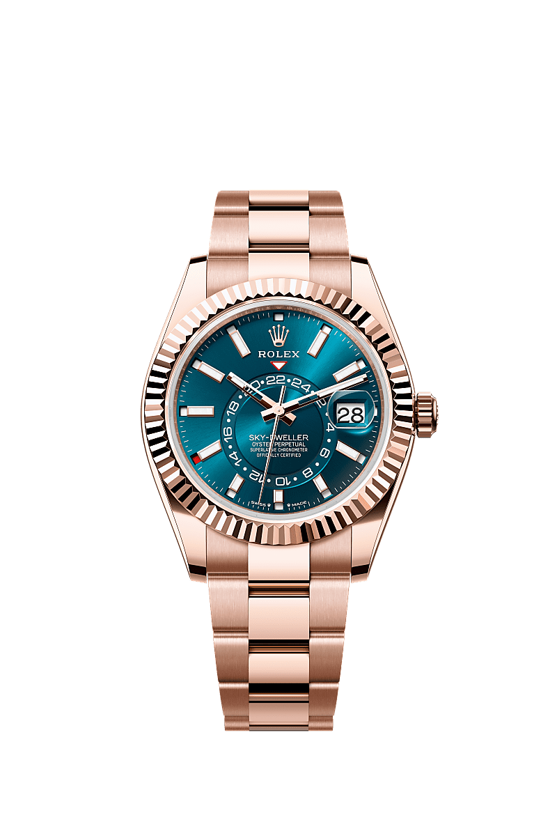 Rolex Rose Gold Sky-Dweller - 42mm - Blue-green - Oyster