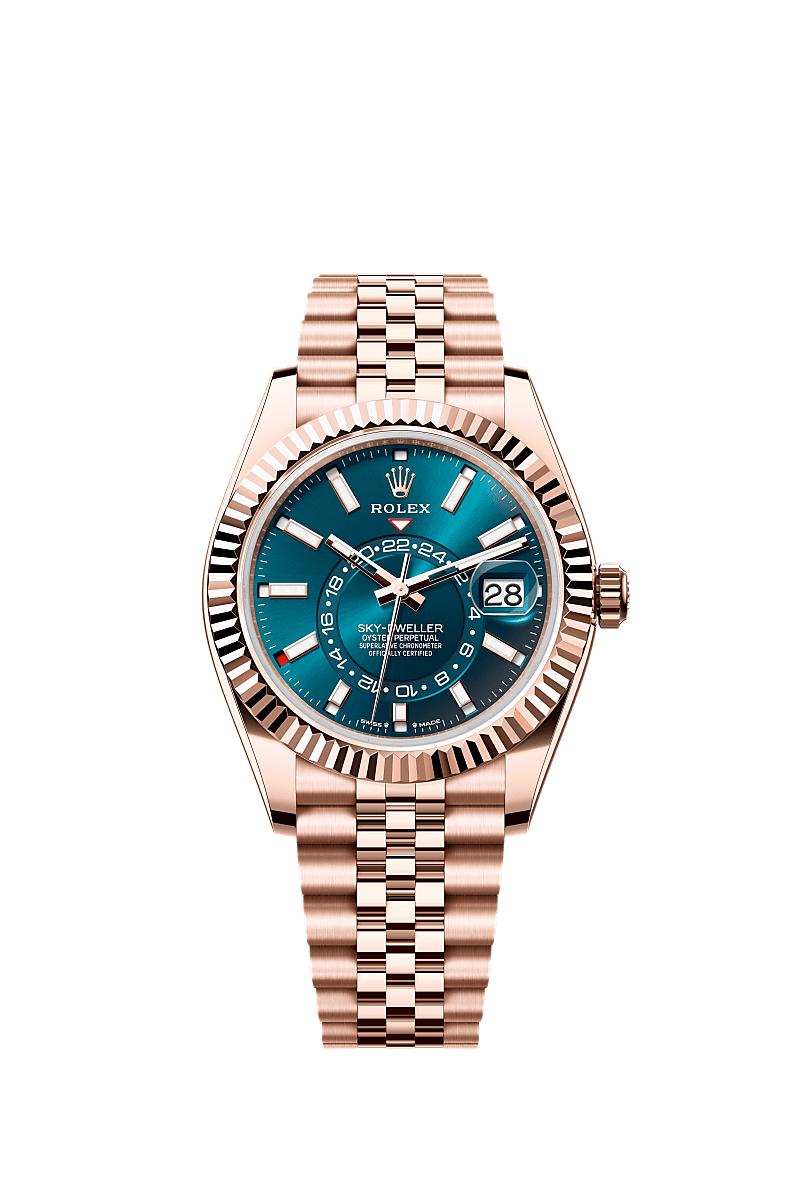 Rolex Rose Gold Sky-Dweller - 42mm - Blue-green - Jubilee