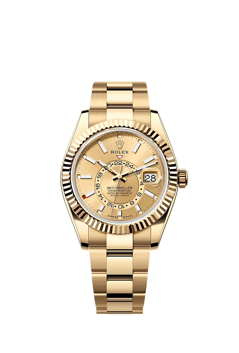 Rolex Yellow Gold Sky-Dweller - 42mm - Champagne-colour - Oyster