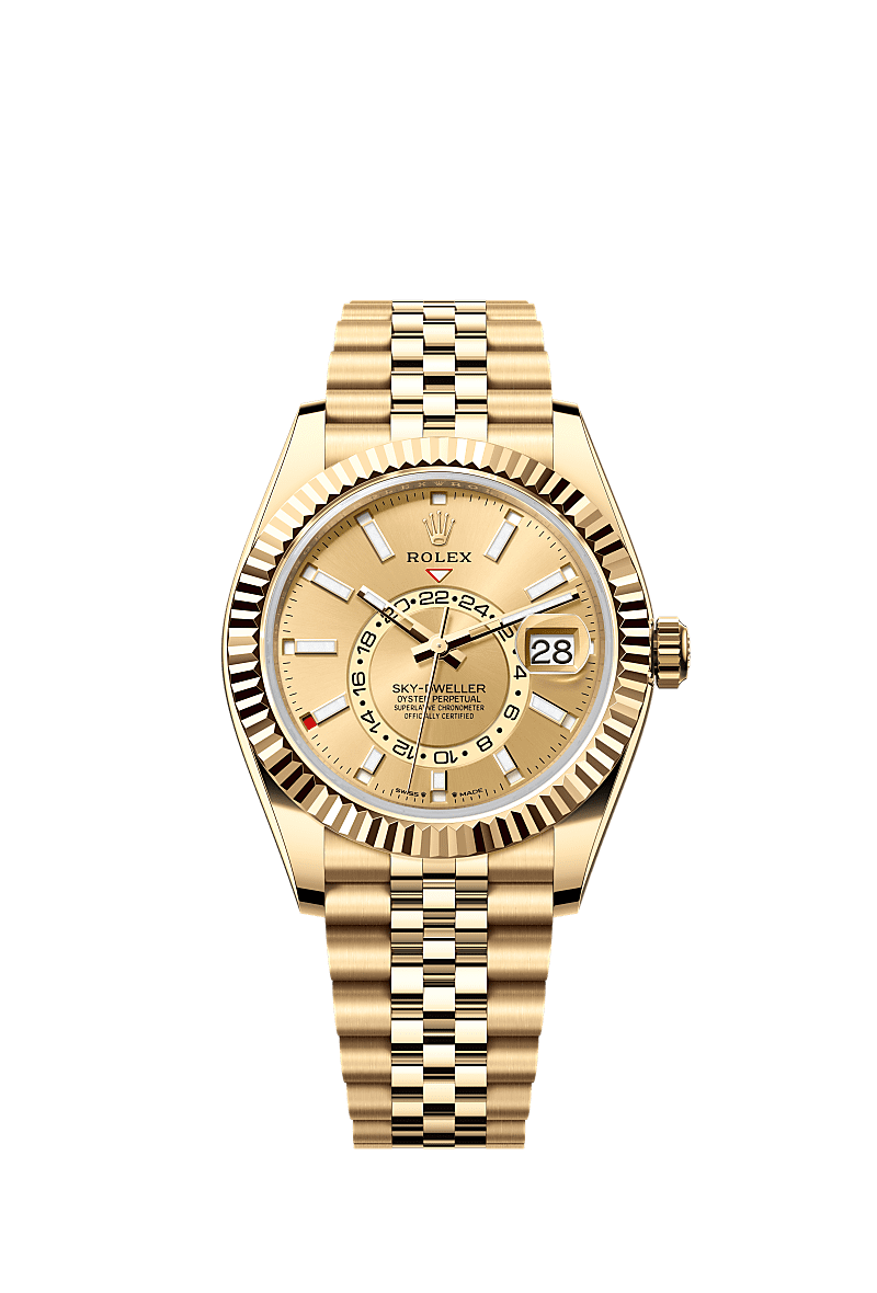 Rolex Yellow Gold Sky-Dweller - 42mm - Champagne-colour - Jubilee
