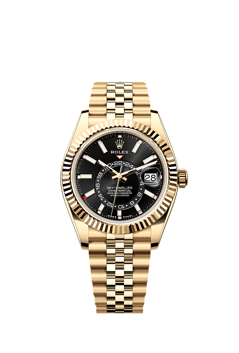 Rolex Yellow Gold Sky-Dweller - 42mm - Bright black - Jubilee