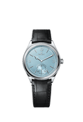 Rolex Platinum 1908 - 39mm - Ice blue, rice-grain motif - Leather strap