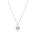 Rhodium Plated 925 Sterling Silver Round Moissanite Hexagon Frame Adjustable Pendant Necklace- MDGP00001