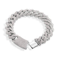 Rhodium Plated 925 Sterling Silver Moissanite Curb 13.5mm Bracelet - MGMB00128