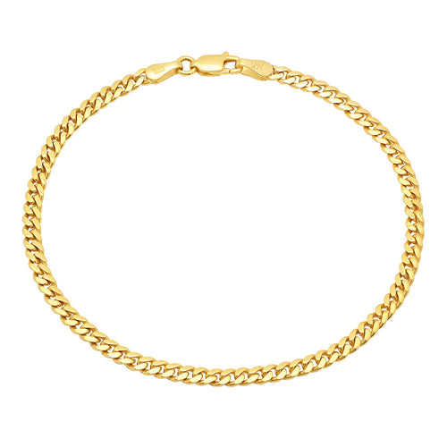 4MM Solid Miami Cuban Link Bracelet in solid 10K-24K gold